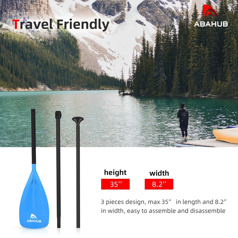 Abahub SUP Paddles - 3 Piece Adjustable Stand up Paddle - Lightweight Oar for Paddleboard, Adjustable Aluminum Alloy PU Coated Shaft 68" - 84", Blue Plastic Nylon Blade - Image 5